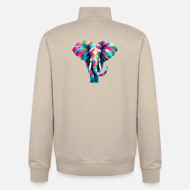 Éléphant - Sweat zippé unisexe en coton bio Stanley/Stella - beige crème