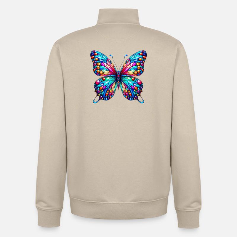 Papillon - Sweat zippé unisexe en coton bio Stanley/Stella - beige crème