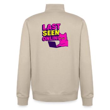 Last seen online: Meme-Design mit genervter Katze - Unisex Organic Zip Sweatshirt von Stanley/Stella - Cremebeige - Hinten - AI Model Male 185 dark (185cm)