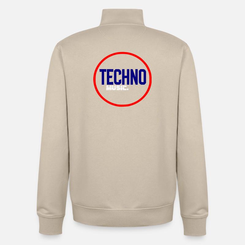 Techno Pulse Circle Logo - Sweat zippé unisexe en coton bio Stanley/Stella - beige crème