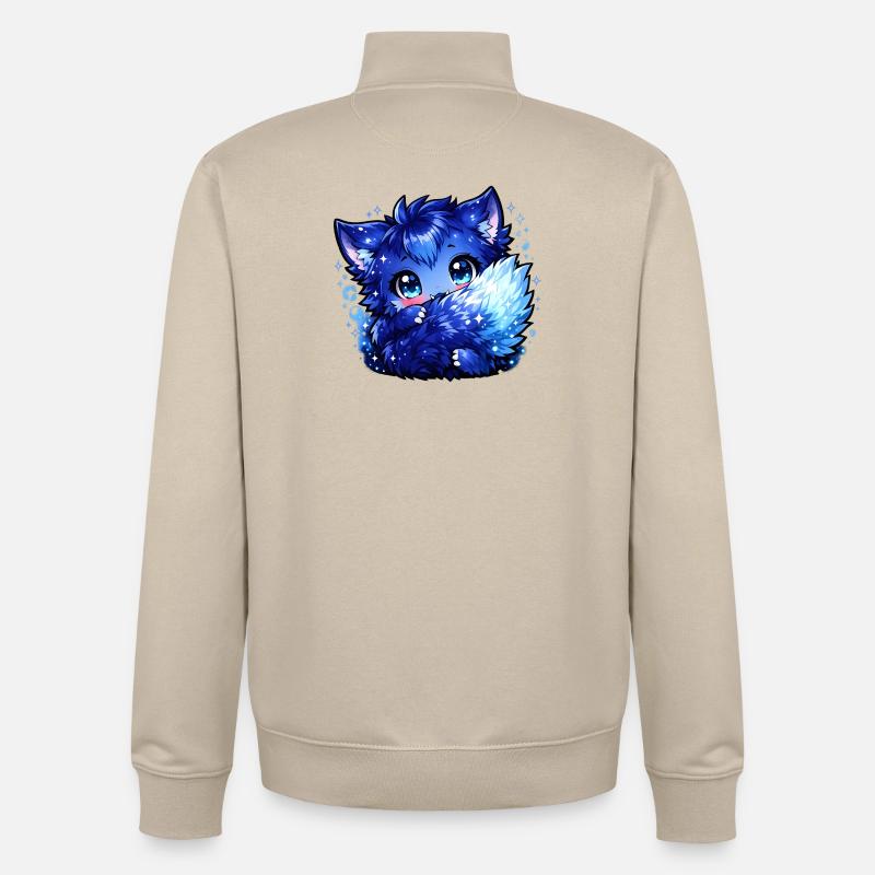 Blauer Eisfuchs Chibi-Design - Unisex Organic Zip Sweatshirt by Stanley/Stella - desert dust