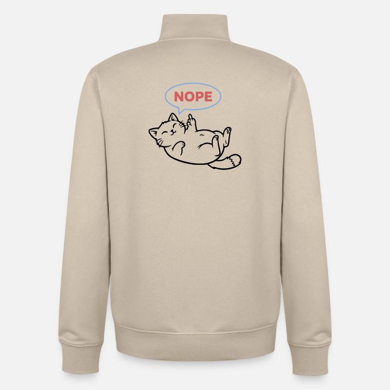 Lachende Katze Nope Mittelfinger - Unisex Organic Zip Sweatshirt von Stanley/Stella - Cremebeige