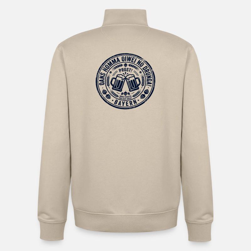 Oans hamma oiwei no – logo bavarois - Sweat zippé unisexe en coton bio Stanley/Stella - beige crème