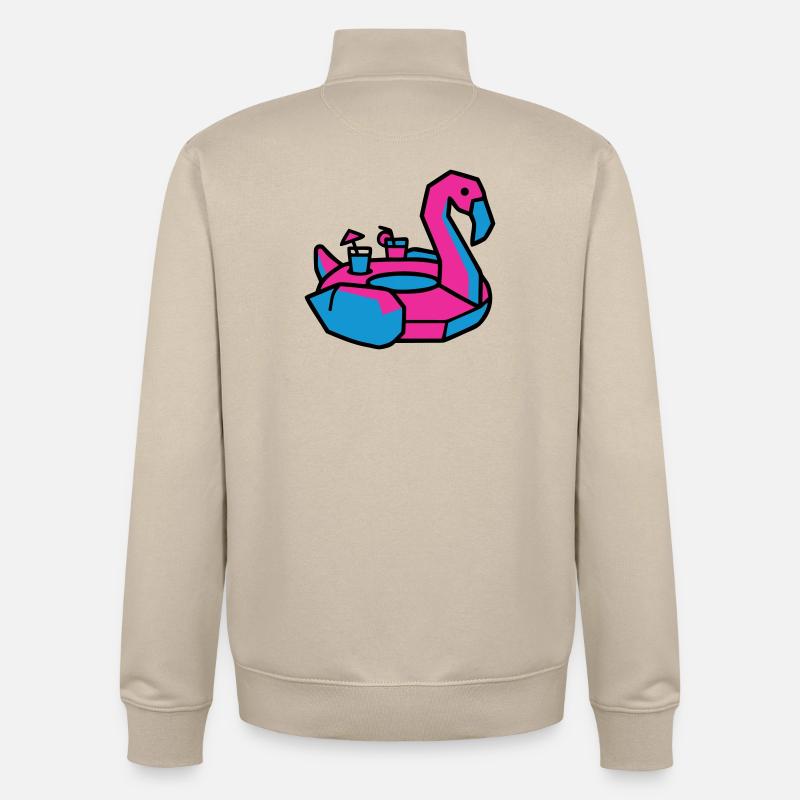 Flamingo Schwimmtier Pool Party - Unisex Organic Zip Sweatshirt von Stanley/Stella - Cremebeige