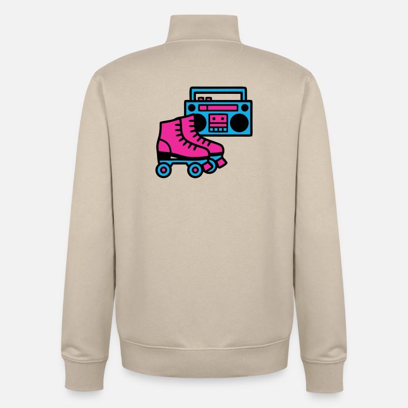 Roller Skates Boombox 80s Retro - Unisex Organic Zip Sweatshirt by Stanley/Stella - desert dust