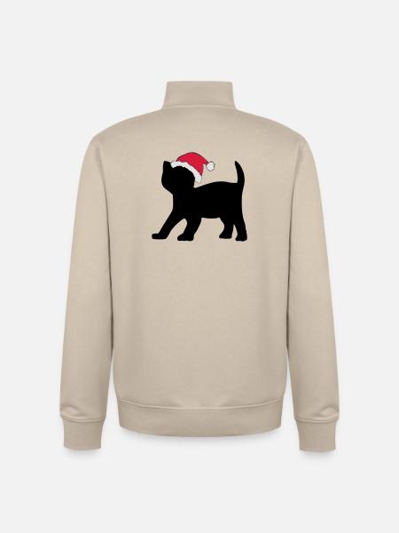 Kitten in an Xmas Hat. - Unisex Organic Zip Sweatshirt by Stanley/Stella - desert dust