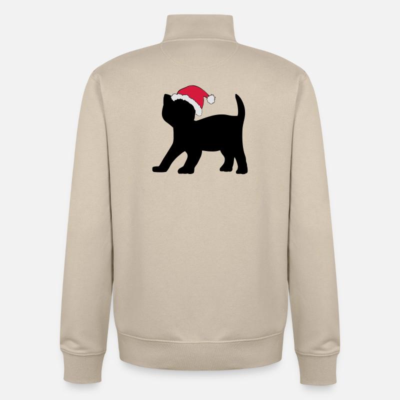 Kätzchen in einem Weihnachts-Hut. - Unisex Organic Zip Sweatshirt von Stanley/Stella - Cremebeige