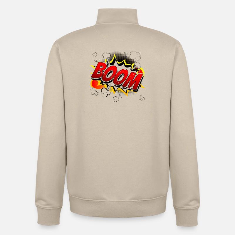 Boom Comic Graphic - Sweat zippé unisexe en coton bio Stanley/Stella - beige crème
