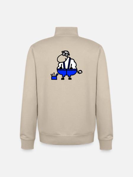 Craftsman's sheep, hero of labor - Unisex Organic Zip Sweatshirt by Stanley/Stella - desert dust
