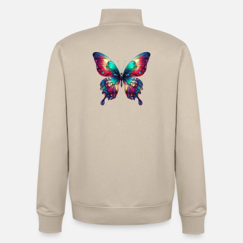 Papillon - Sweat zippé unisexe en coton bio Stanley/Stella - beige crème