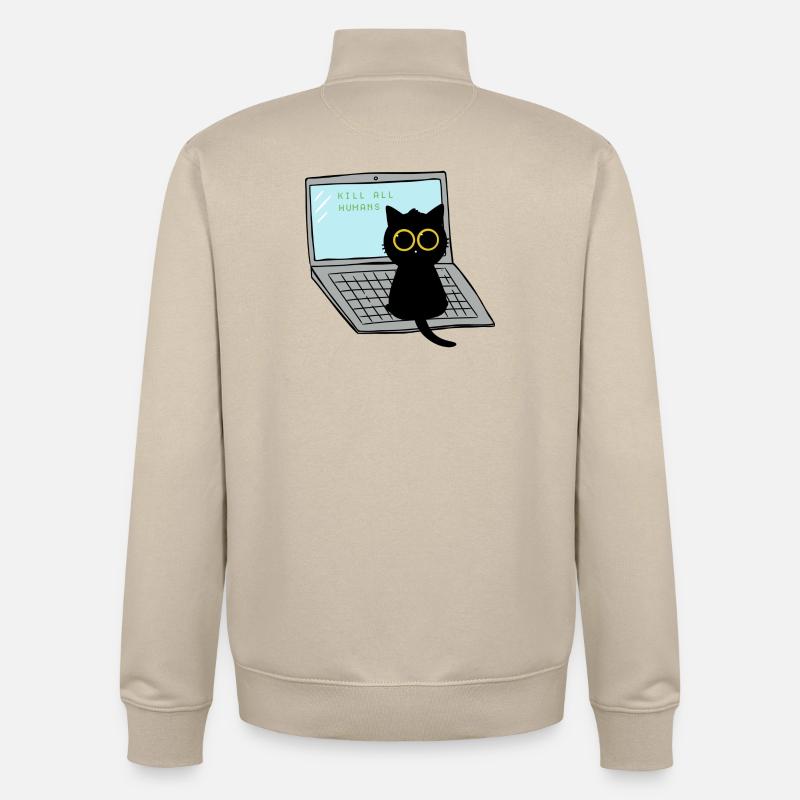 Kill All Humans Cat - Unisex Organic Zip Sweatshirt von Stanley/Stella - Cremebeige