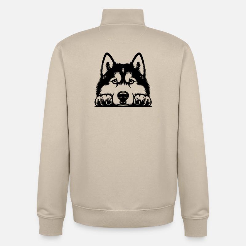 Tête de husky avec pattes - Sweat zippé unisexe en coton bio Stanley/Stella - beige crème