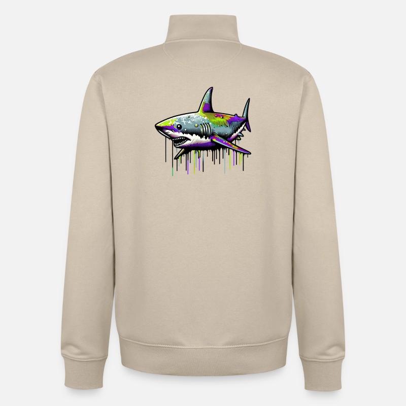 Requin - Sweat zippé unisexe en coton bio Stanley/Stella - beige crème