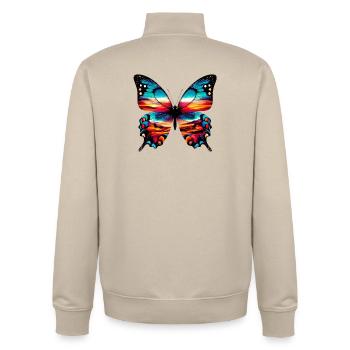 Papillon - Sweat zippé unisexe en coton bio Stanley/Stella - beige crème - Dos - AI Model Male 185 dark (185cm)