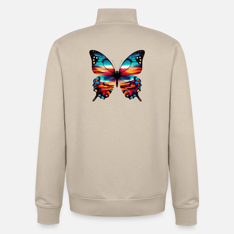 Papillon - Sweat zippé unisexe en coton bio Stanley/Stella - beige crème