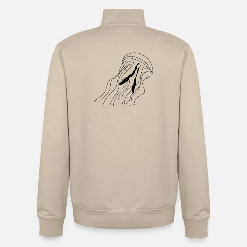 Méduse - graphique en noir et blanc - Sweat zippé unisexe en coton bio Stanley/Stella - beige crème