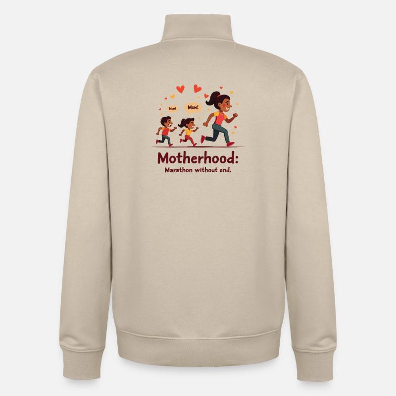Muttersein: Marathon ohne Ende. - Unisex Organic Zip Sweatshirt von Stanley/Stella - Cremebeige