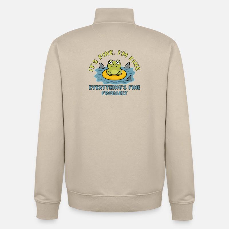 Humorous frog on swollen root - Unisex Organic Zip Sweatshirt by Stanley/Stella - desert dust
