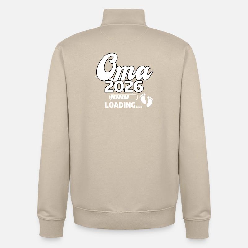 Oma 2026 Loading Design - Unisex Organic Zip Sweatshirt von Stanley/Stella - Cremebeige