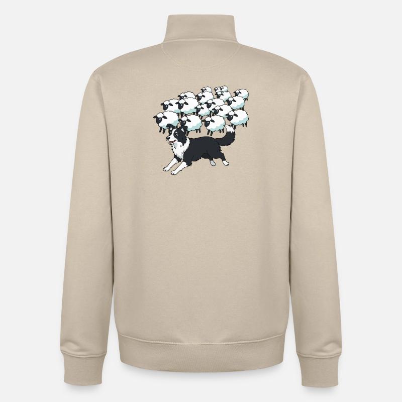 Border Collie et Clouds Sheep - Sweat zippé unisexe en coton bio Stanley/Stella - beige crème