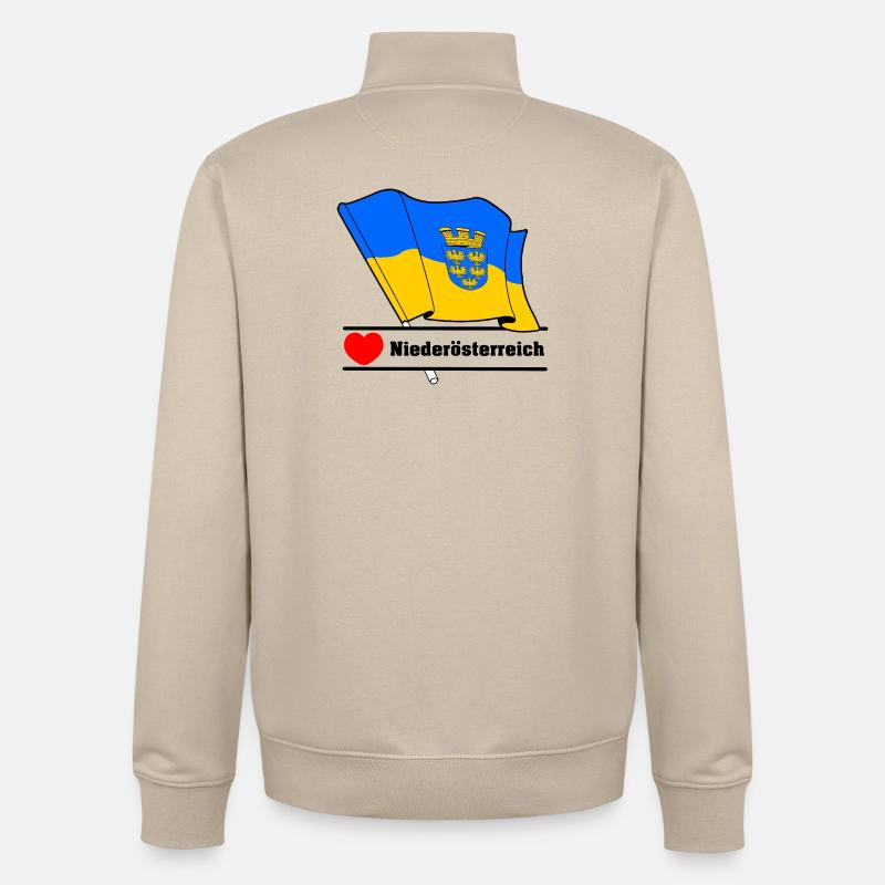 Drapeau de Basse-Autriche avec cœur - Sweat zippé unisexe en coton bio Stanley/Stella - beige crème