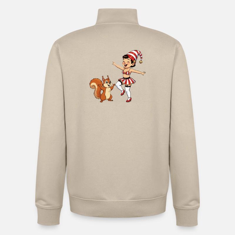Leprechaun-Mädchen mit Eichhörnchen - Unisex Organic Zip Sweatshirt von Stanley/Stella - Cremebeige