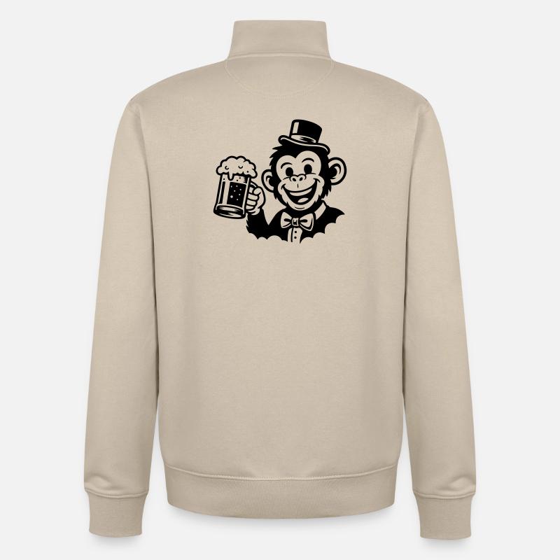 Affe Bräutigam Junggeselle - Unisex Organic Zip Sweatshirt von Stanley/Stella - Cremebeige