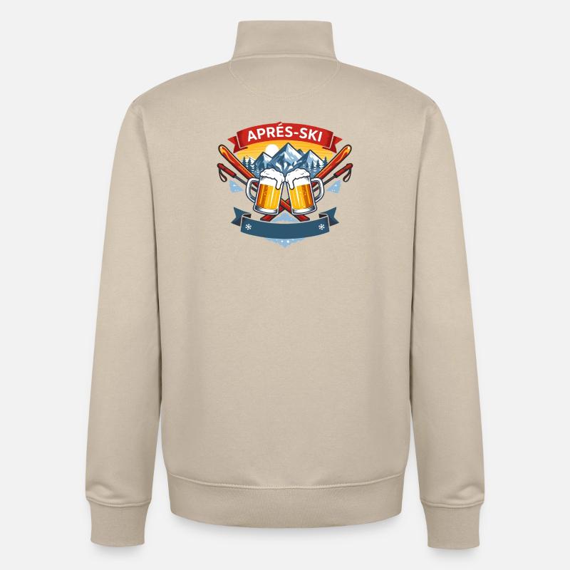 Après Ski Comic Design - Sweat zippé unisexe en coton bio Stanley/Stella - beige crème