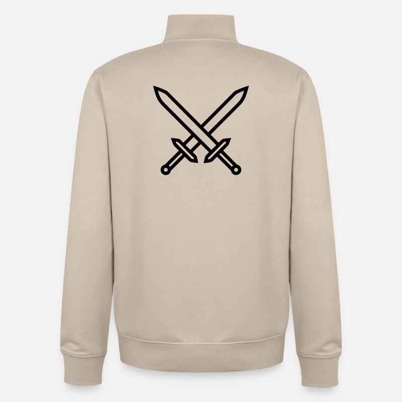 épées croisées combat médiéva - Sweat zippé unisexe en coton bio Stanley/Stella - beige crème