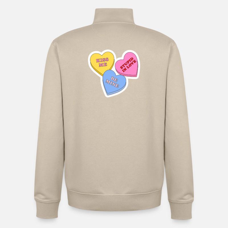 Conception des cœurs de bonbon - Sweat zippé unisexe en coton bio Stanley/Stella - beige crème