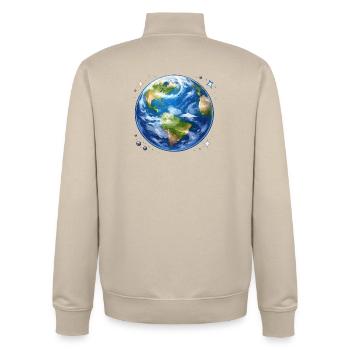 Erde im kosmischen Aquarellstil - Unisex Organic Zip Sweatshirt von Stanley/Stella - Cremebeige - Hinten - AI Model Male 185 dark (185cm)