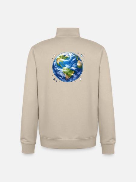 Erde im kosmischen Aquarellstil - Unisex Organic Zip Sweatshirt von Stanley/Stella - Cremebeige