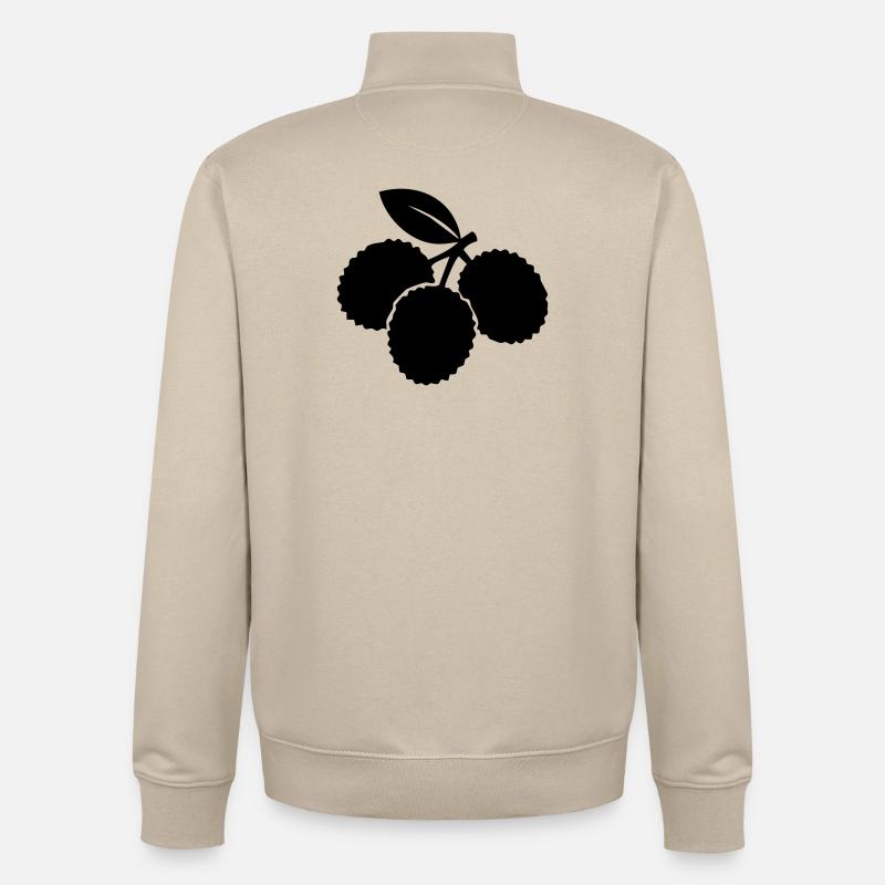 Lychee Silhouette – Exotic Fruit Design - Unisex Organic Zip Sweatshirt by Stanley/Stella - desert dust