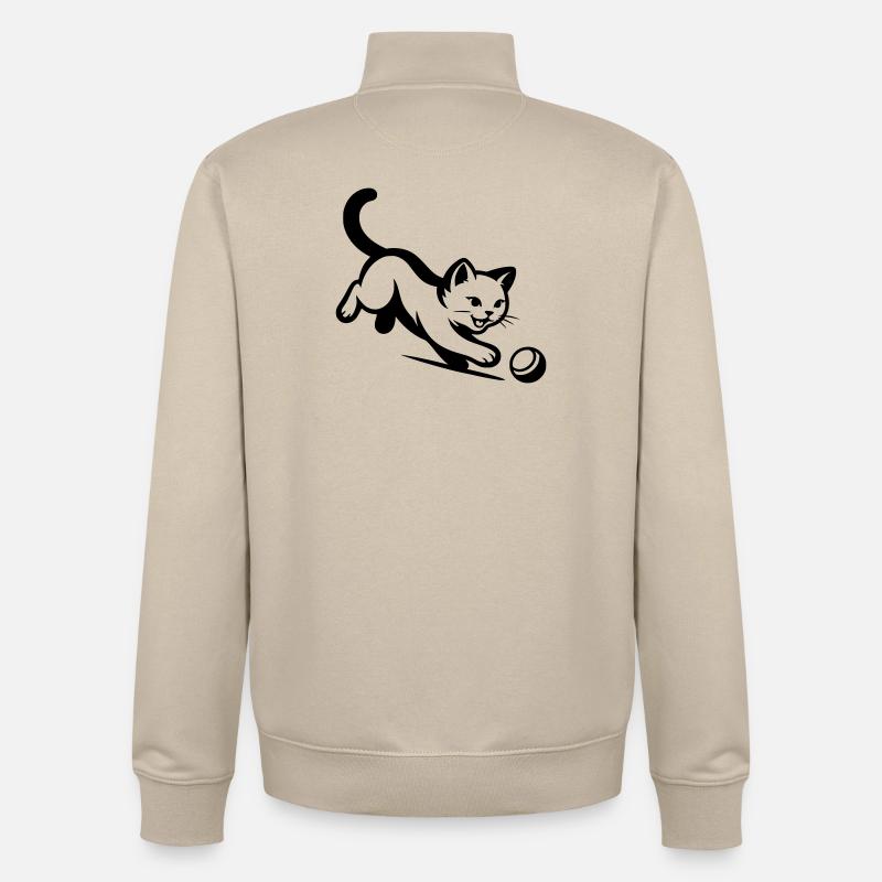 Chat - Sweat zippé unisexe en coton bio Stanley/Stella - beige crème