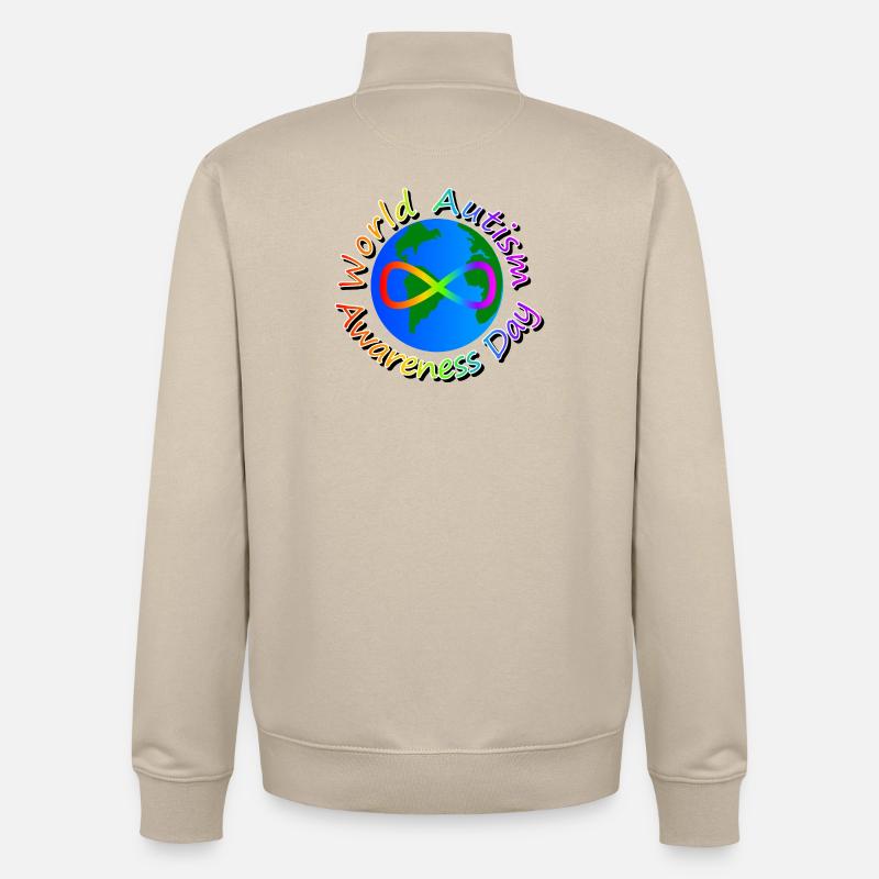 Journée mondiale de sensibilisation à l’autisme - Sweat zippé unisexe en coton bio Stanley/Stella - beige crème