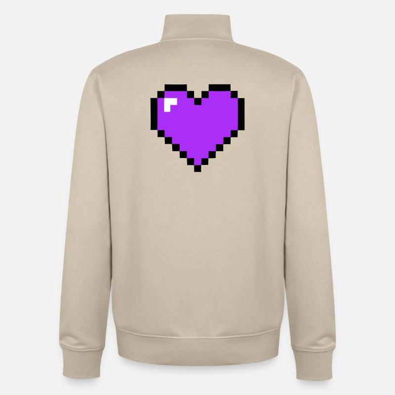 Santé 8-bit du cœur du Pixel - Sweat zippé unisexe en coton bio Stanley/Stella - beige crème