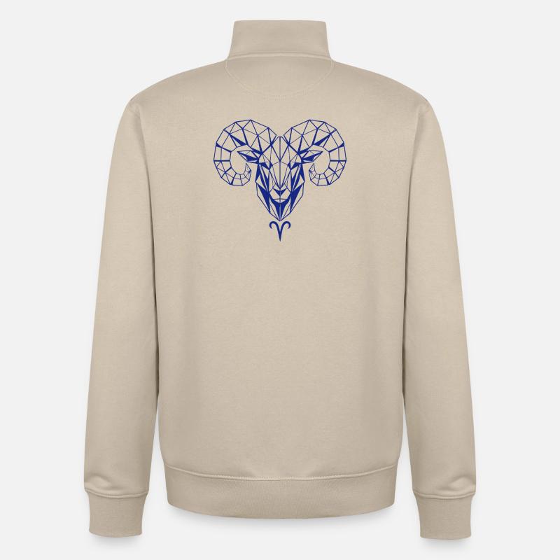 Geometrischer Widderkopf Polygon - Unisex Organic Zip Sweatshirt von Stanley/Stella - Cremebeige