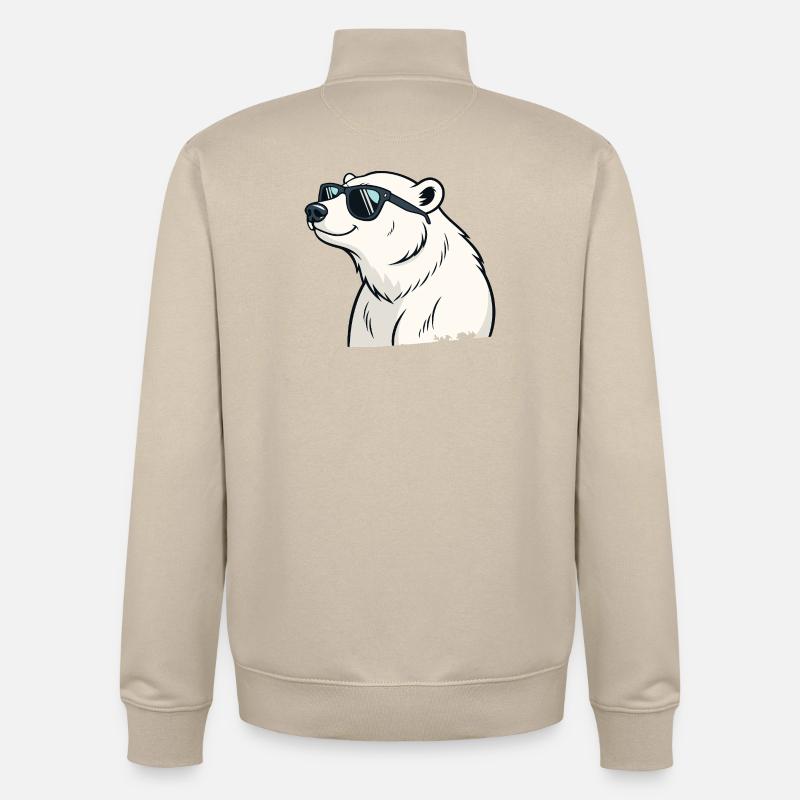 Ours polaire cool avec lunettes - Sweat zippé unisexe en coton bio Stanley/Stella - beige crème