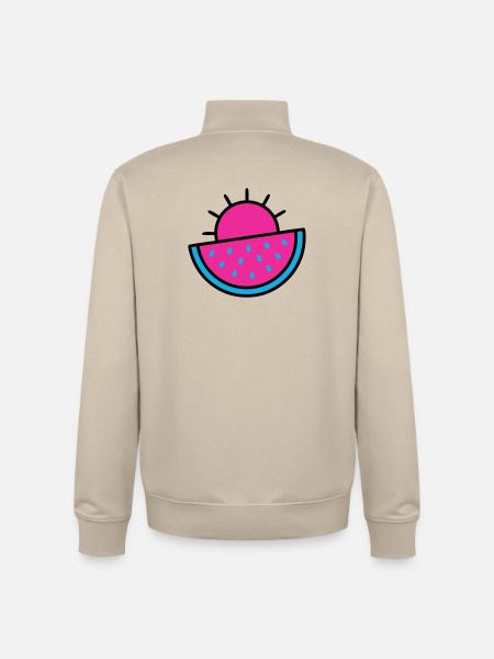 Watermelon Sun 90s Pop Art - Unisex Organic Zip Sweatshirt by Stanley/Stella - desert dust
