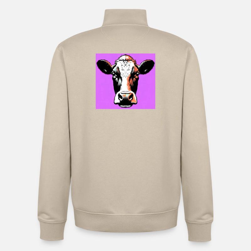 vache - Sweat zippé unisexe en coton bio Stanley/Stella - beige crème