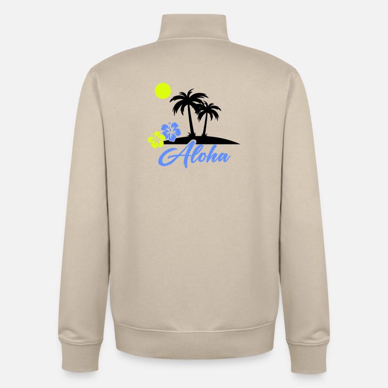 Aloha Hibiskus Neon Script - Unisex Organic Zip Sweatshirt von Stanley/Stella - Cremebeige