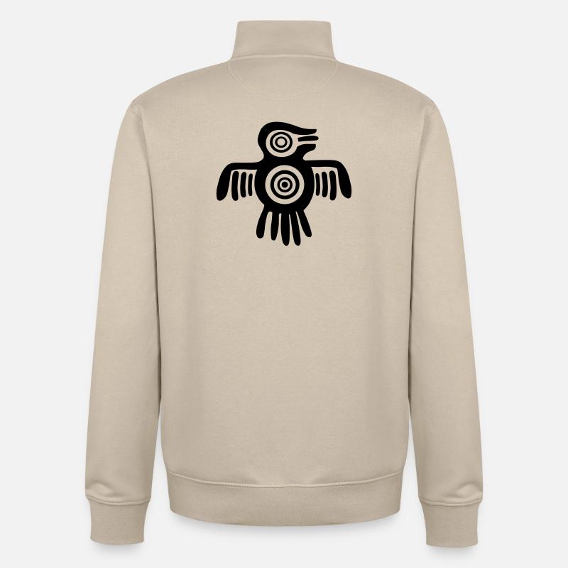 Oiseau aztèque - Sweat zippé unisexe en coton bio Stanley/Stella - beige crème