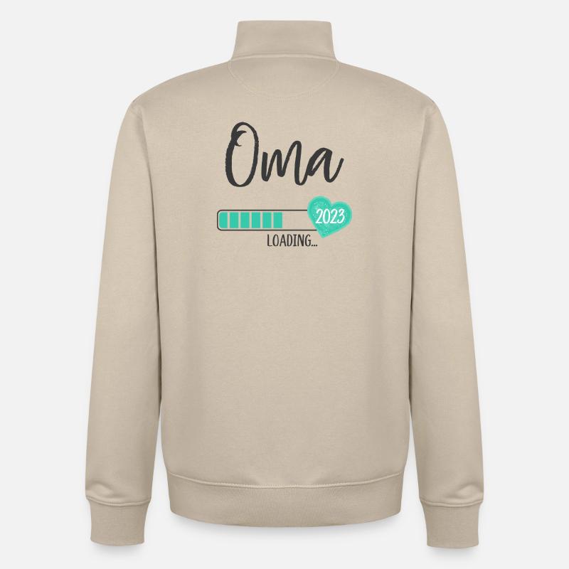 Oma Loading 2023 Herz Junge Werdende Großmutter - Unisex Organic Zip Sweatshirt von Stanley/Stella - Cremebeige