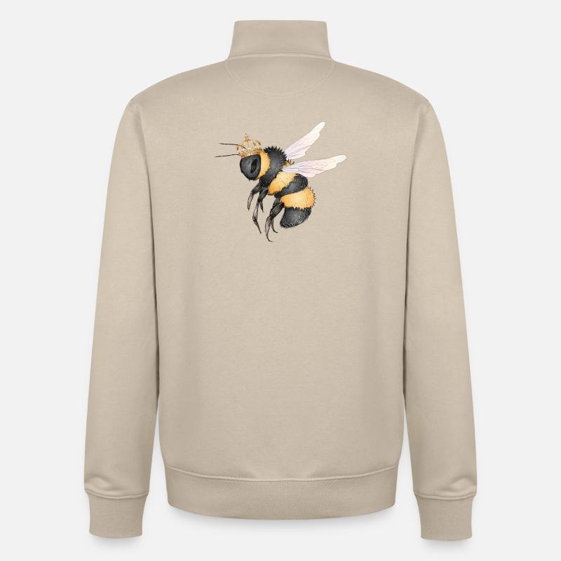 Zeichnung einer fliegenden Hummel mit Krone - Unisex Organic Zip Sweatshirt von Stanley/Stella - Cremebeige