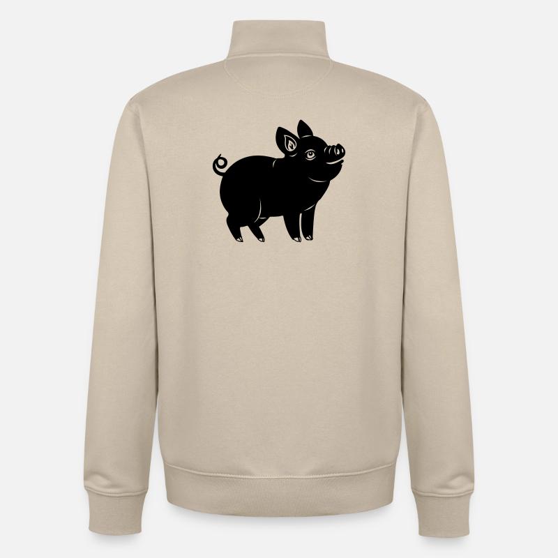 Logo joyeux de cochon Image d’ombre - Sweat zippé unisexe en coton bio Stanley/Stella - beige crème