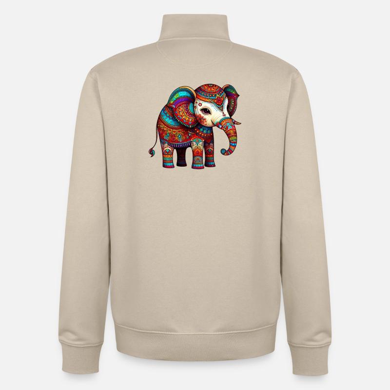 Éléphant - Sweat zippé unisexe en coton bio Stanley/Stella - beige crème