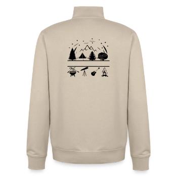 Camping Life Banner - Unisex Organic Zip Sweatshirt von Stanley/Stella - Cremebeige - Hinten - AI Model Male 185 dark (185cm)