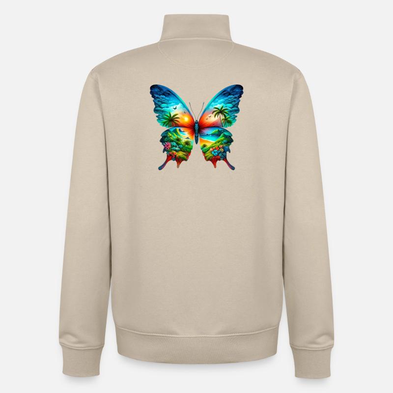 Papillon - Sweat zippé unisexe en coton bio Stanley/Stella - beige crème