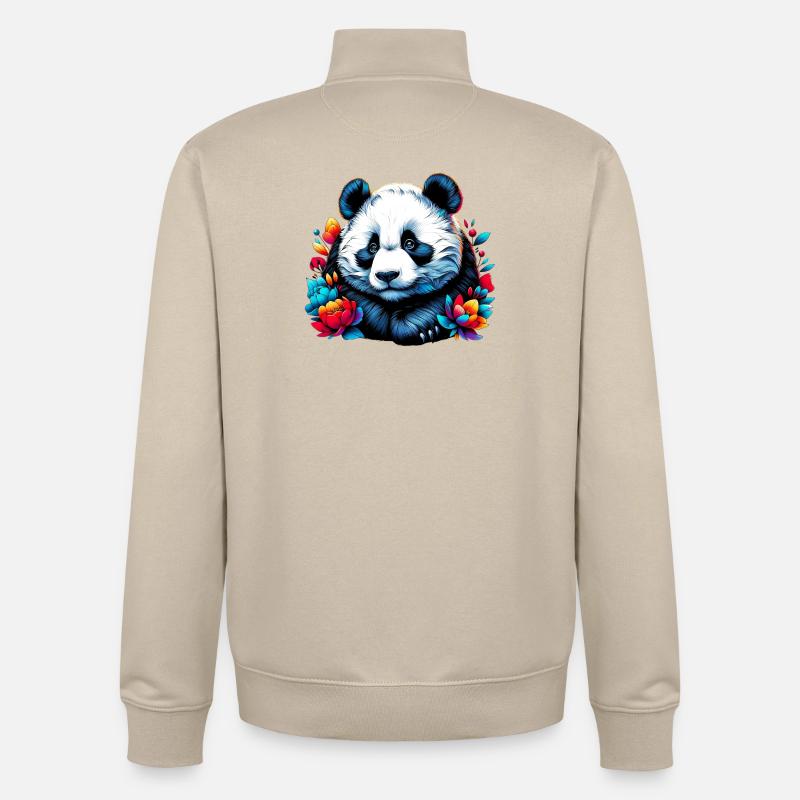 Panda - Sweat zippé unisexe en coton bio Stanley/Stella - beige crème