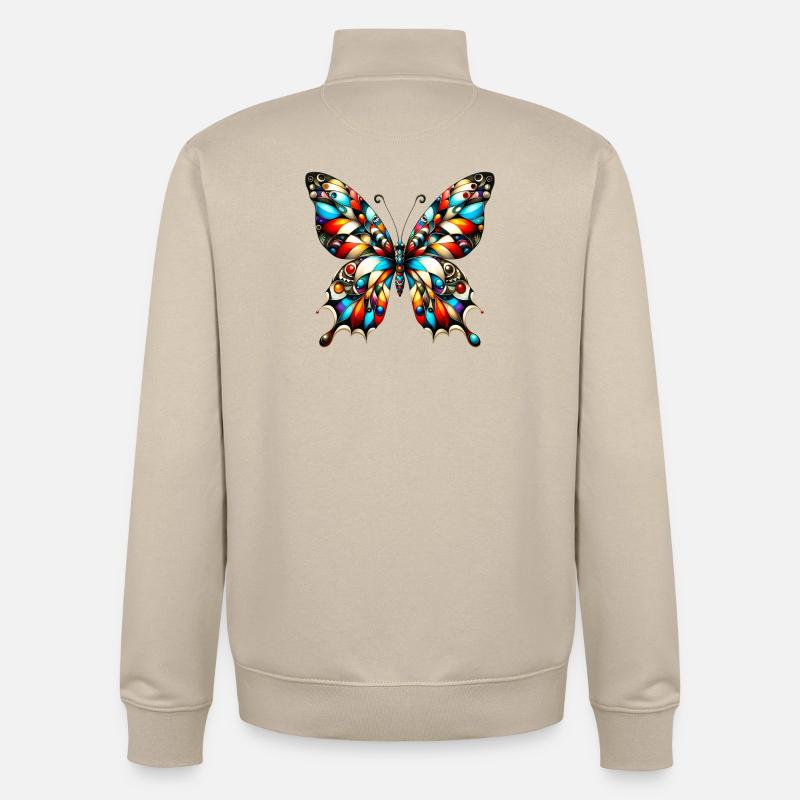 Papillon - Sweat zippé unisexe en coton bio Stanley/Stella - beige crème